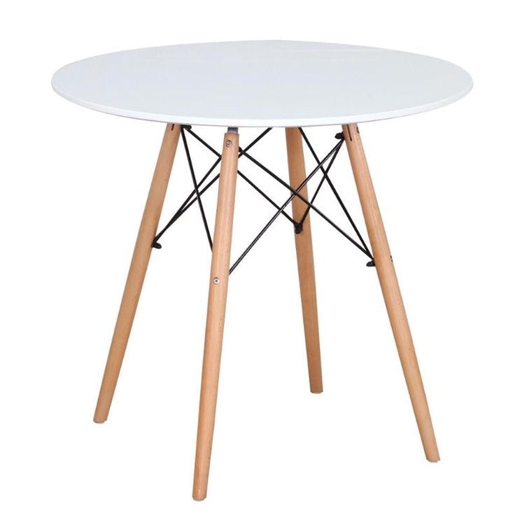 Table ronde en bois laqué blanc 80 cm