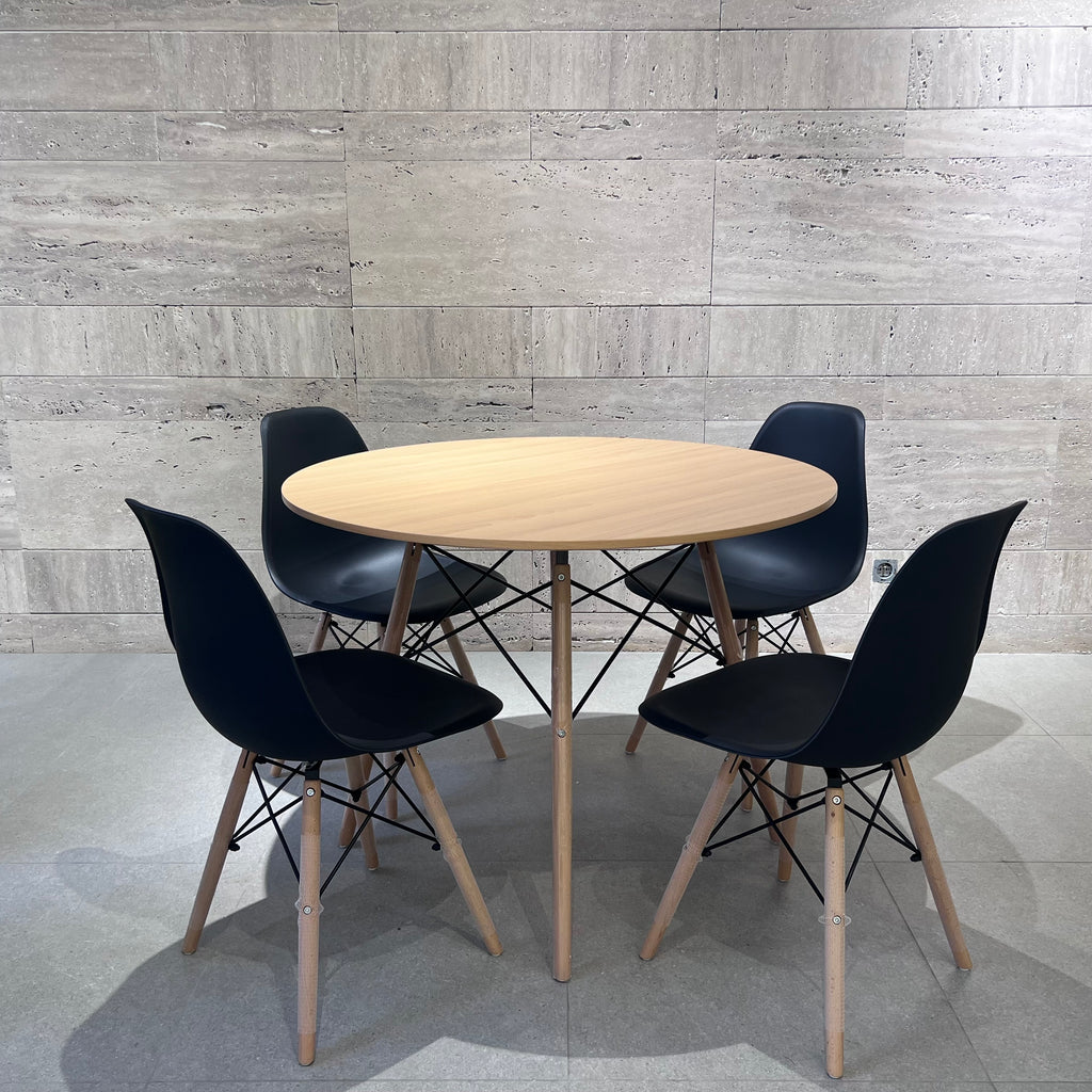 TABLE A MANGER RONDE 1M + 4 CHAISES SCANDY ( couleurs au choix )