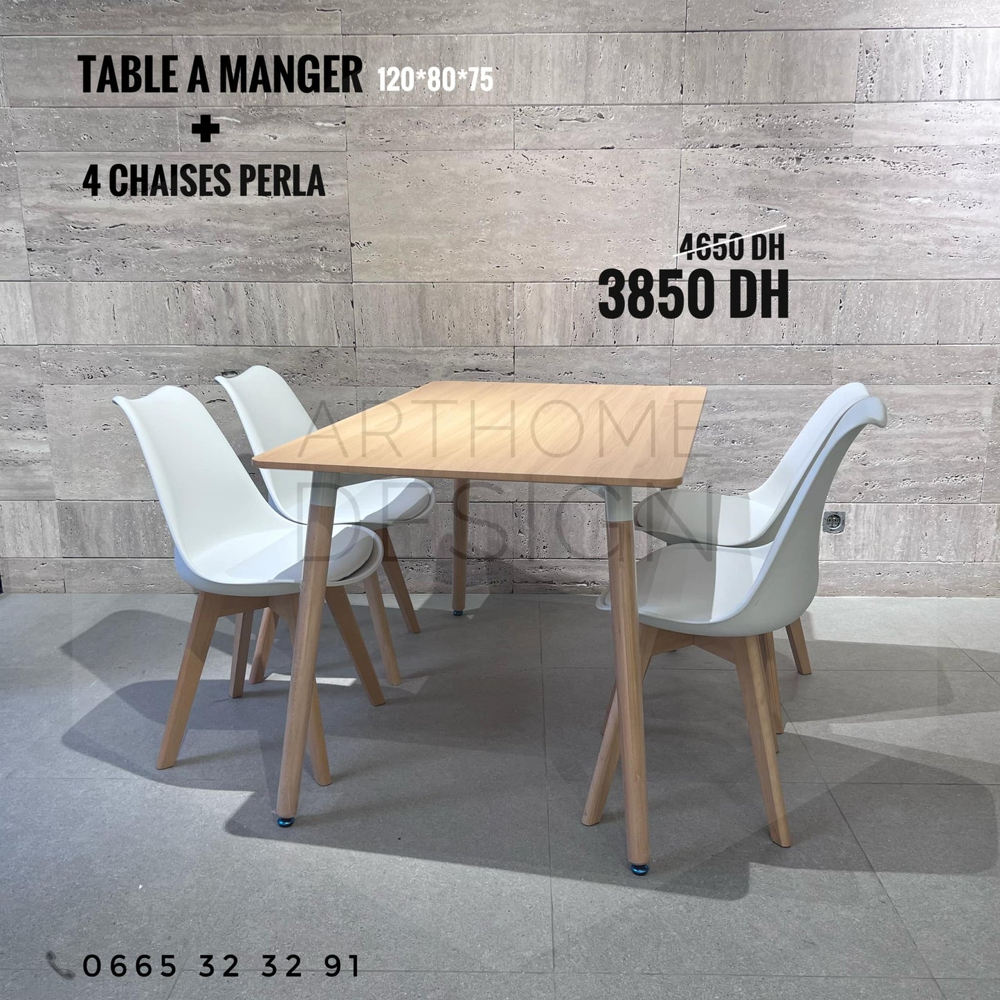 TABLE A MANGER 120*80 CM AVEC 4 CHAISES PERLA