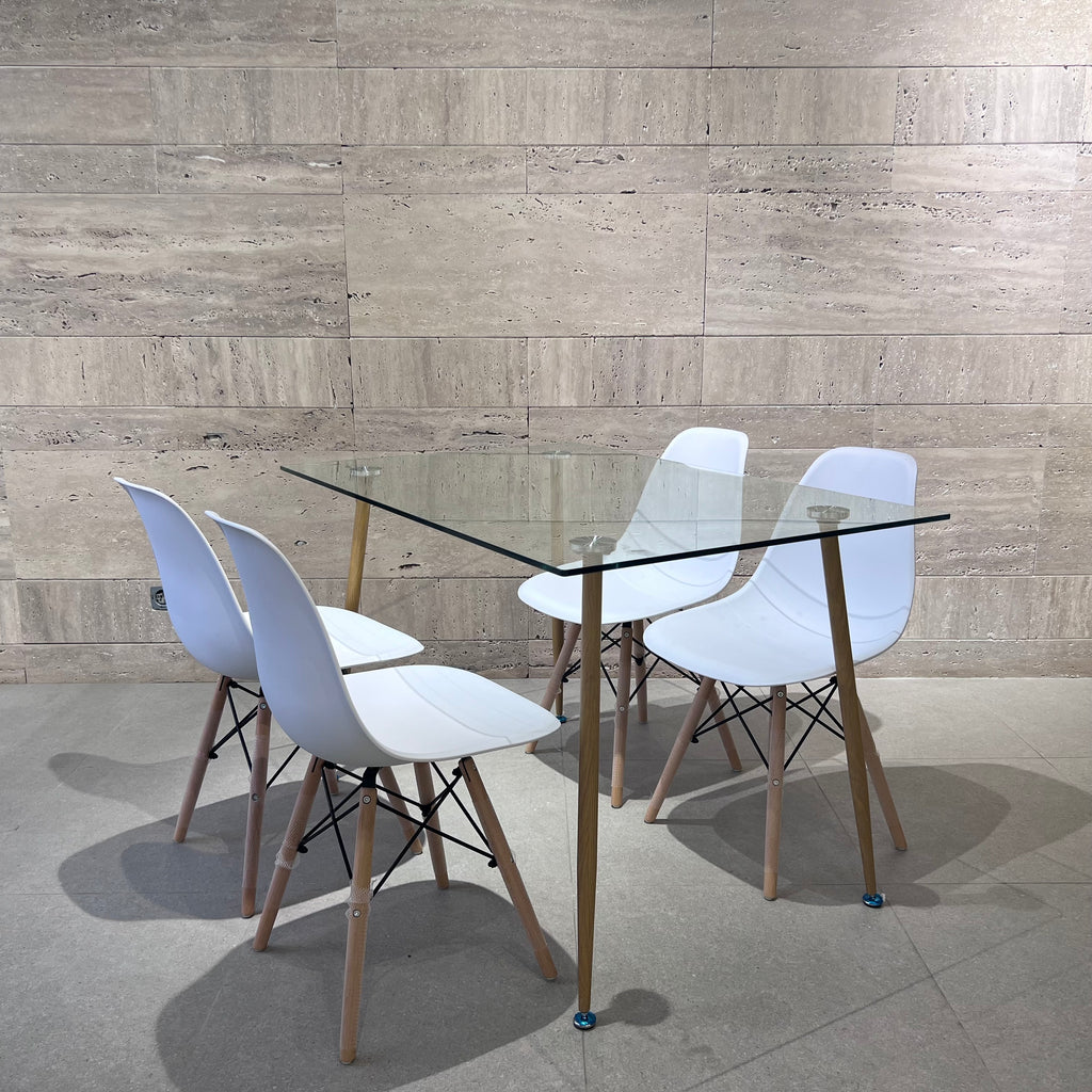 TABLE A MANGER EN VERRE 120*80 CM AVEC 4 CHAISES SCANDY