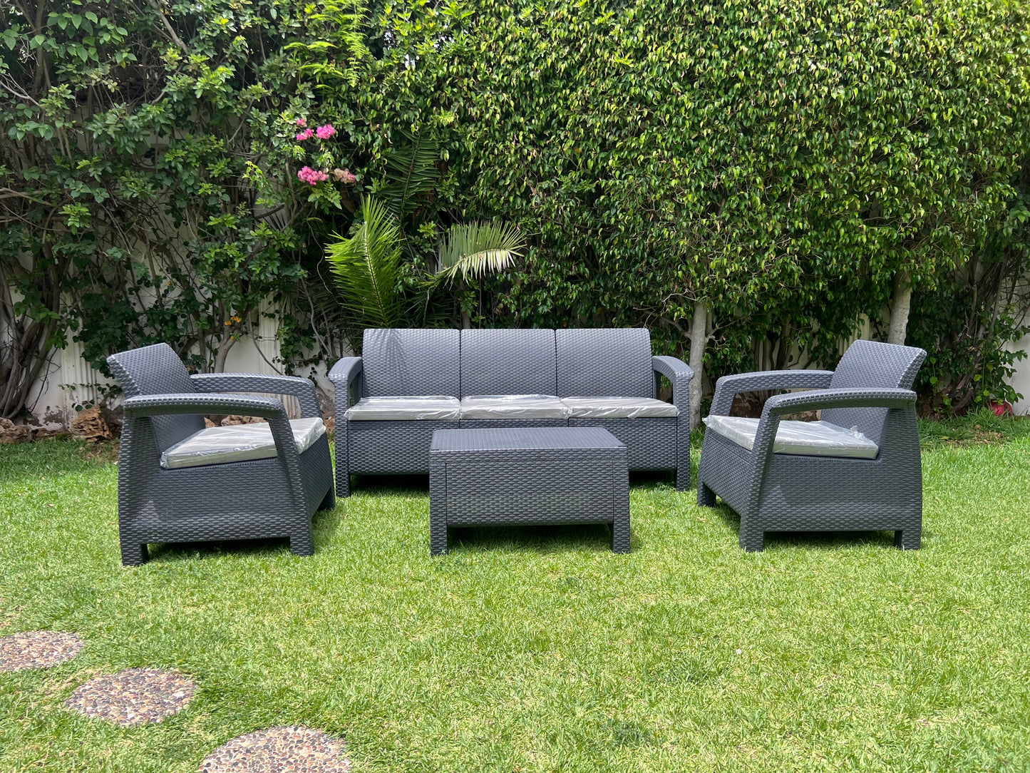 (SALON BALI 5 PLACES -Gris Anthracite