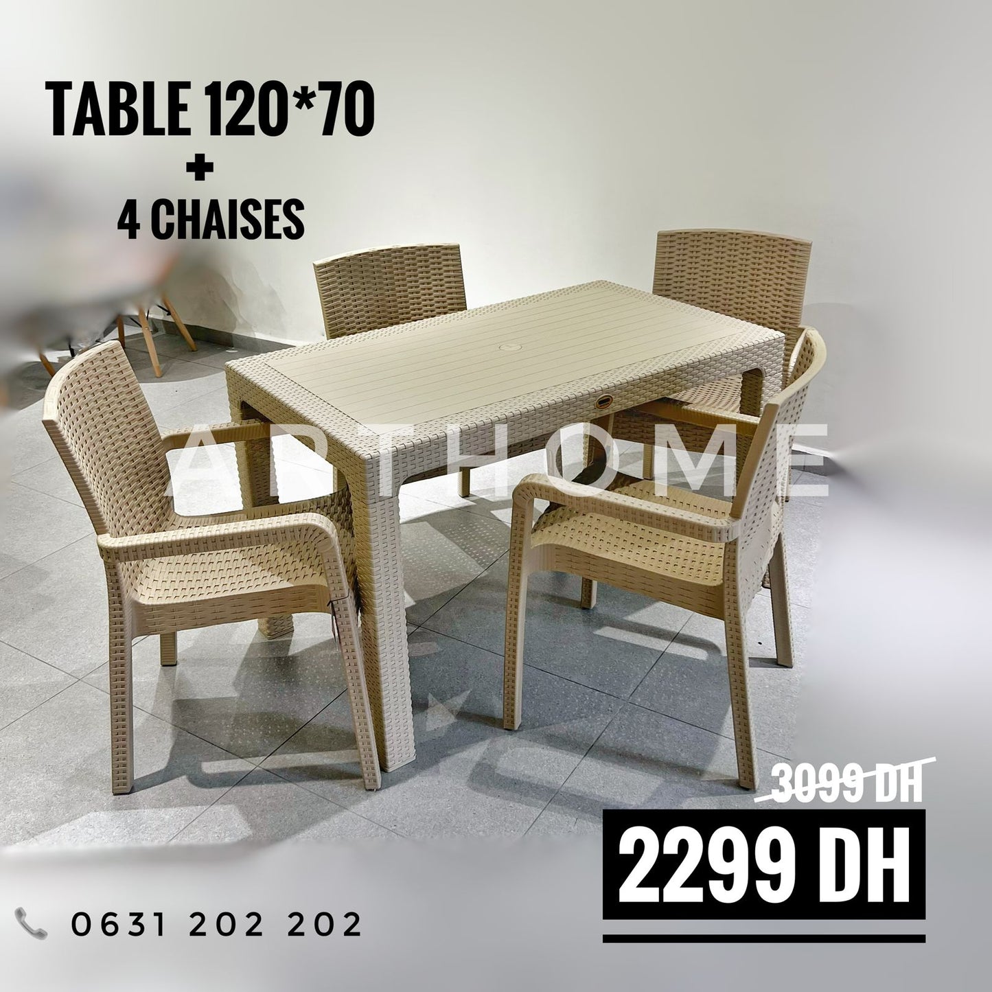 TABLE ROME 4 CHAISES