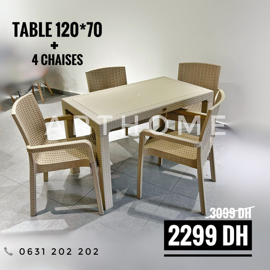 TABLE ROME 4 CHAISES