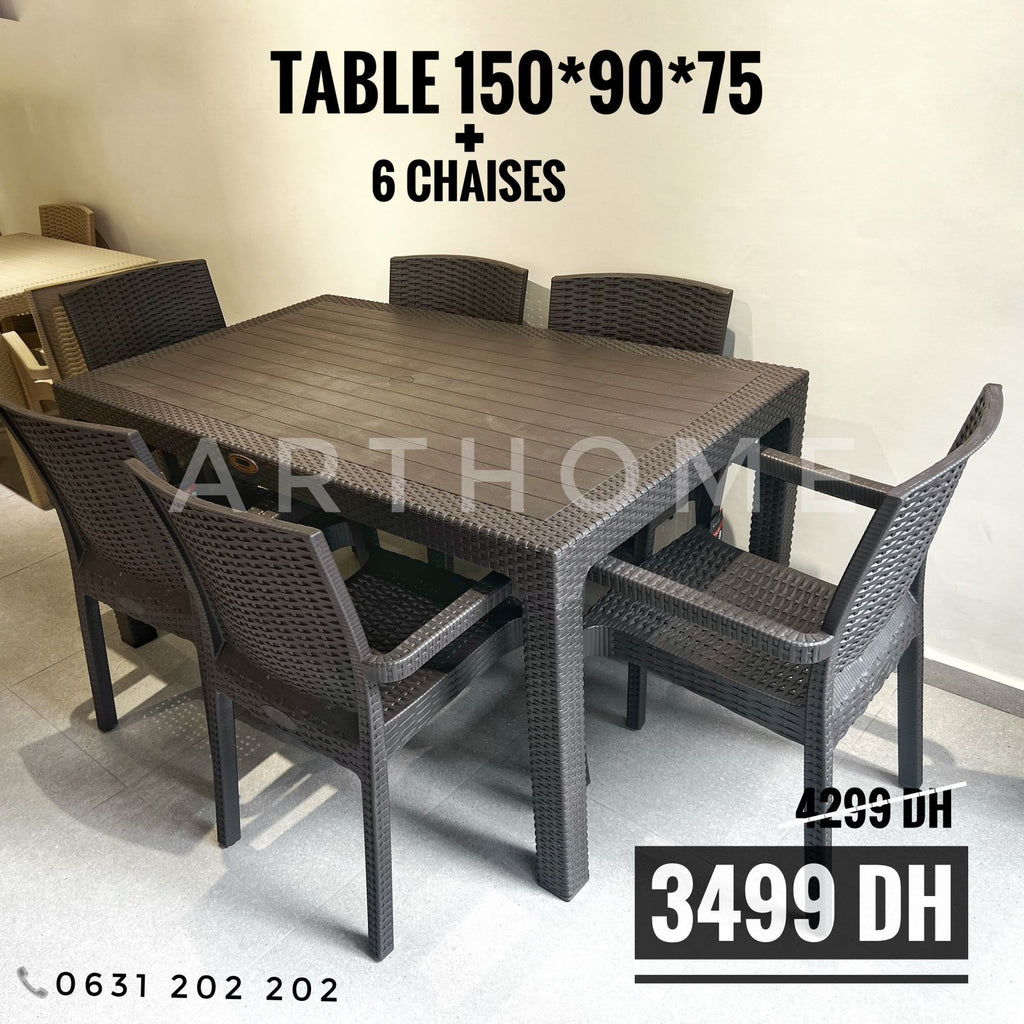 TABLE ROME 6 CHAISES