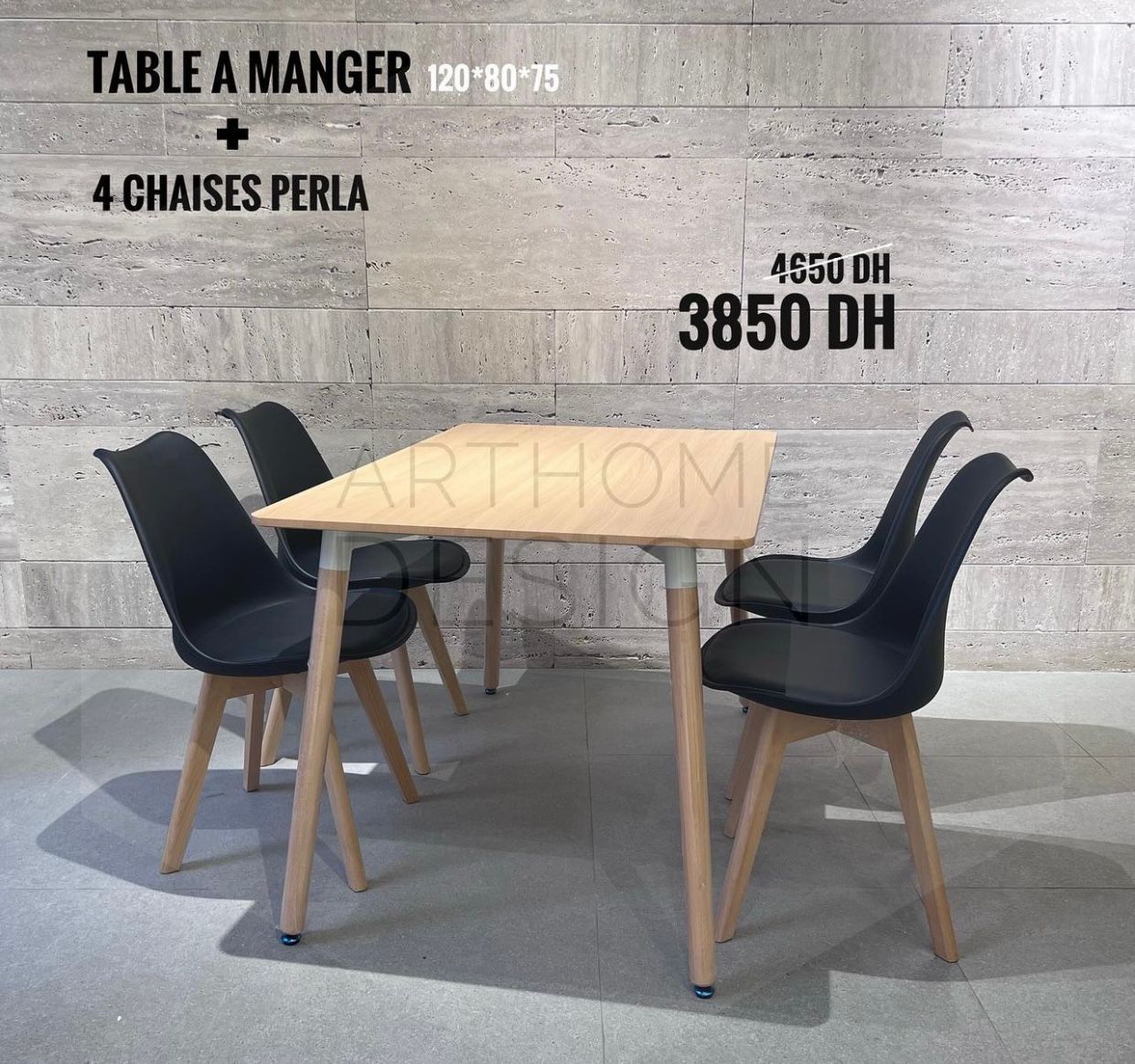 TABLE A MANGER 120*80 CM AVEC 4 CHAISES PERLA