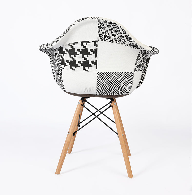 PRADO PATCHWORK NOIR & BLANC - chaise scandinave avec accoudoirs